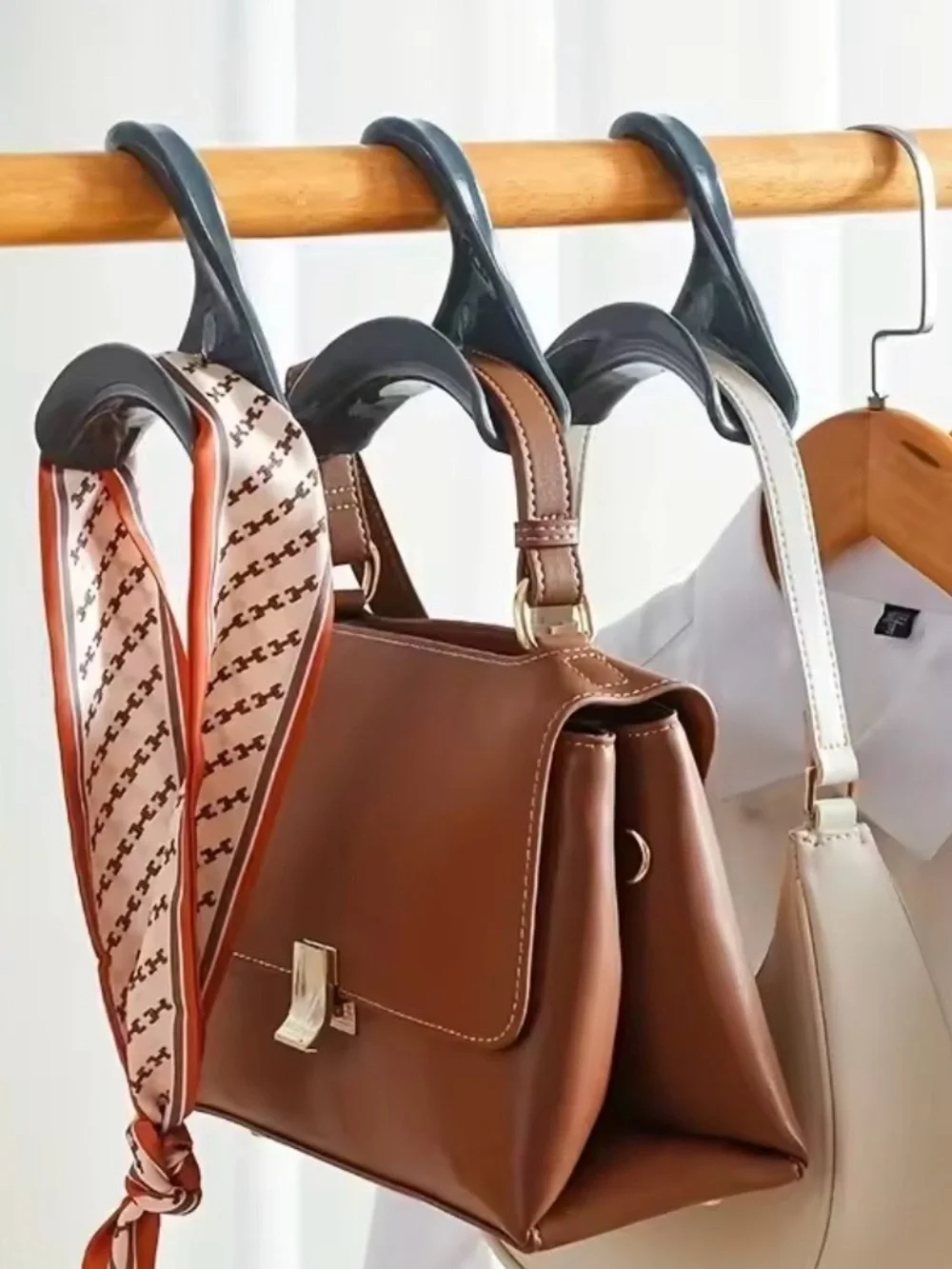 Black Arched Handbag Hanger & Backpack Hooks 2-Pack – Brand New!